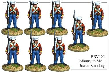 BRV105 British Infantry in Shell Jackets & Peaked Forage Caps Standing