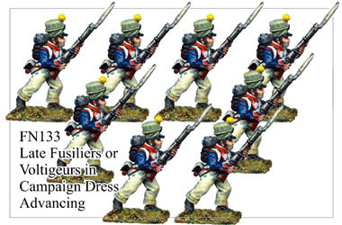 FN133 - Late Fusiliers Or Voltigeurs In Campaign Dress Assorted Headgear Marching