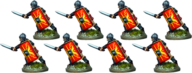 IR056 - Legionaries, Segmented Armour, Armoured Forearm, Thrusting Low with Gladius