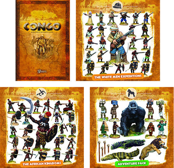 CONGO BUNDLE 1 - The White Men Expeditions, The African Kingdoms, the Adventure Pack and the Rulebook (10% off and free shipping)