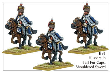 B091 Hussars in Tall Fur Caps Shouldered Sword