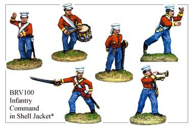 BRV100 British Infantry in Shell Jackets & Peaked Forage Caps Command