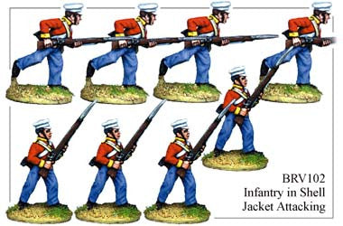 BRV102 British Infantry in Shell Jackets & Peaked Forage Caps Attacking