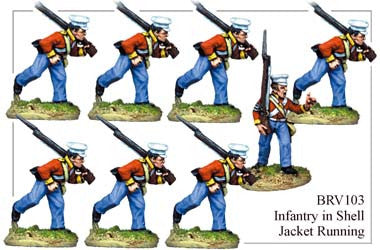 BRV103 British Infantry in Shell Jackets & Peaked Forage Caps Running