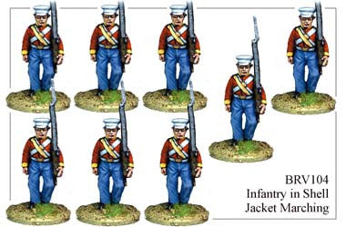 BRV104 British Infantry in Shell Jackets & Peaked Forage Caps Marching
