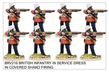 BRV216 British Infantry in Service Dress and Covered Shako Firing