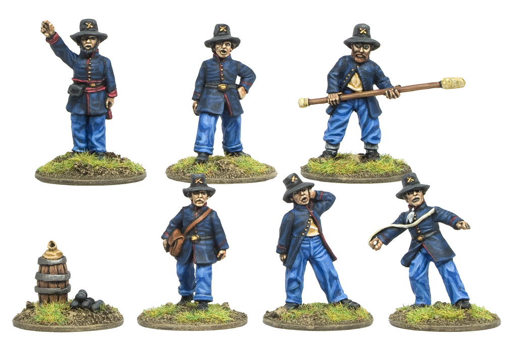 CWA004 Artillery Crew in Hardee Hat and Frock Coat Firing Gun