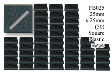 FB025 - 25mm x 25mm Square Plastic Slottabases (50 bases)