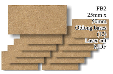 FB002 - 25mm x 50mm Cavalry MDF (12 bases)