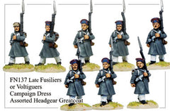 FN137 - Late Fusiliers Or Voltigeurs In Greatcoats And Assorted Headgear Marching