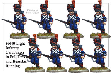 FN040 - Light Infantry Carabiniers In Full Dress And Bearskins Running