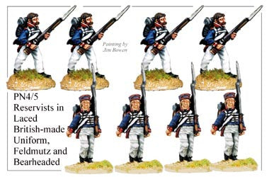 PN045 Reservists in Laced British Uniforms, Feldmutz and Bareheaded
