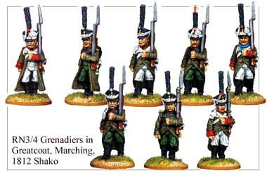 RN034 Grenadiers in 1812 Shako and Greatcoat Marching