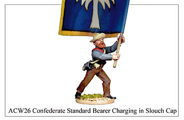 ACW026 - Confederate Standard Bearer Charging In Slouch Cap