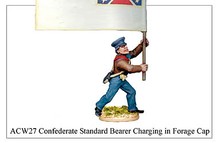 ACW027 - Confederate Standard Bearer Charging In Forage Cap