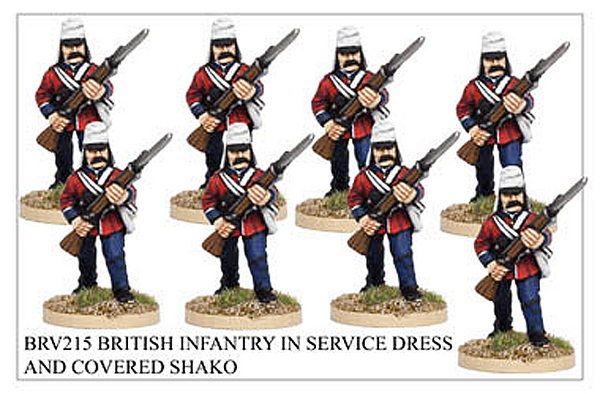 BRV215 British Infantry in Service Dress and Covered Shako Advancing