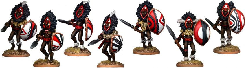 DA111 - Masai Warriors with Feathered Headdress Advancing
