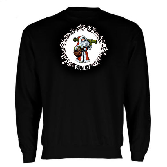Embroidered Santa Bazooka Sweatshirt - Black